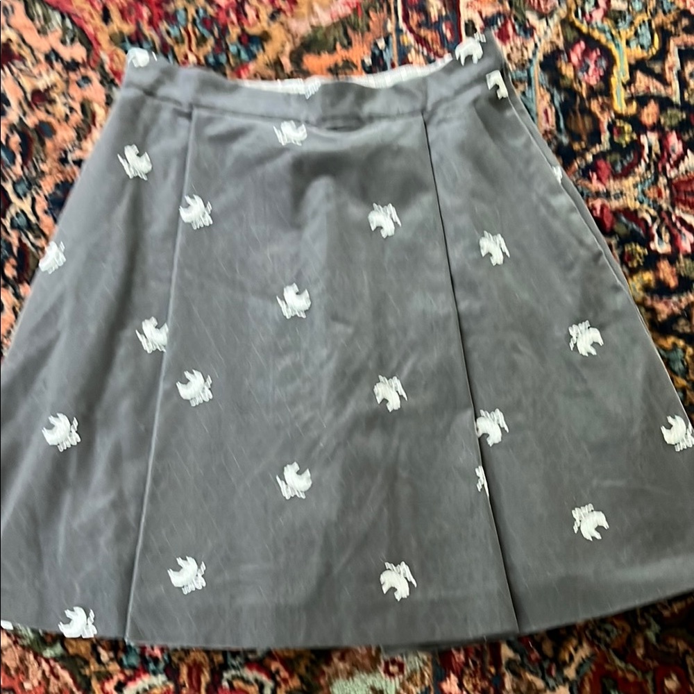 Black Fleece by Thom Browne Gray Skirt with White Fleece Embroidery